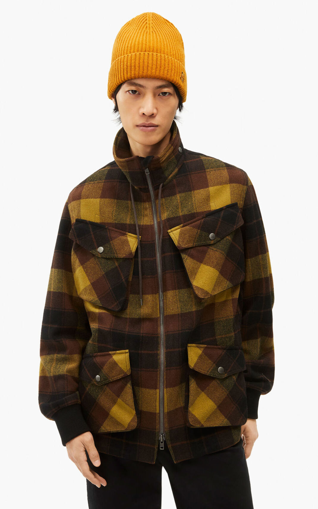 Parka Kenzo Checkered wool Hombre Marrones Oscuro MPJ436718